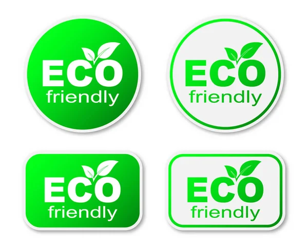 Conjunto de adesivos ECO verdes. Ambiente Ecológico — Vetor de Stock