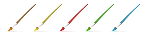 Set of colorful vector paint brushes. — Stock Vector