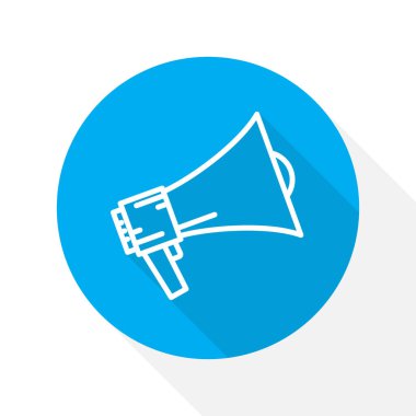 Vektör Megafon simgesi. Mavi daire düğmesi.