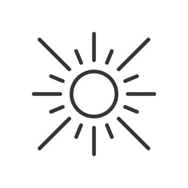 Güneş ikonu izole edildi. Vektör ışığı sembolü.