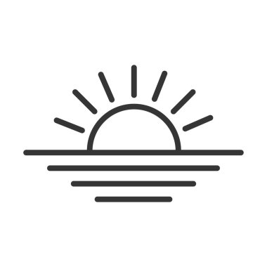 Günbatımı doğrusal simgesi. Yükselen güneş simgesi.