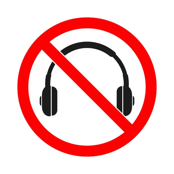 Słuchawki zabronione znak wektor izolowane — Wektor stockowy