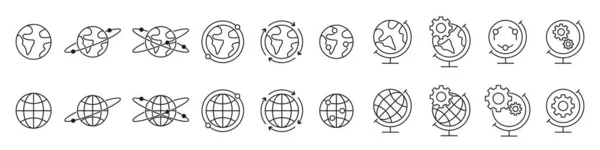 Icônes de contour de communication globale - vecteur . — Image vectorielle