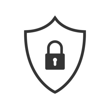 Kilit simgesi - vektör ile kalkan güvenliği.