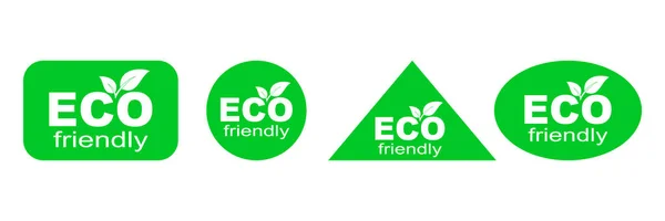 Set of green ECO stickers. Eco Friendly Environment — Stock Vector