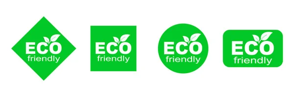 Набор зеленых наклеек ECO. Экологически благоприятная среда — стоковый вектор