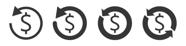 Ensemble d'icônes d'argent de remboursement vectoriel isolé . — Image vectorielle