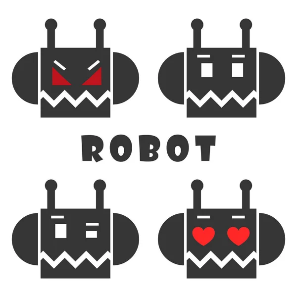 Conjunto de ícones de robô vetorial . — Vetor de Stock