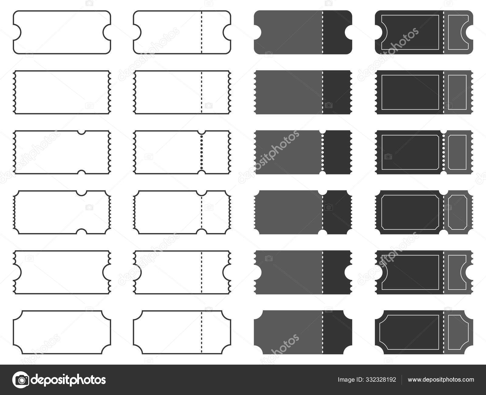 Set Blank Ticket Template. Concert, Movie Or Theater Ticket