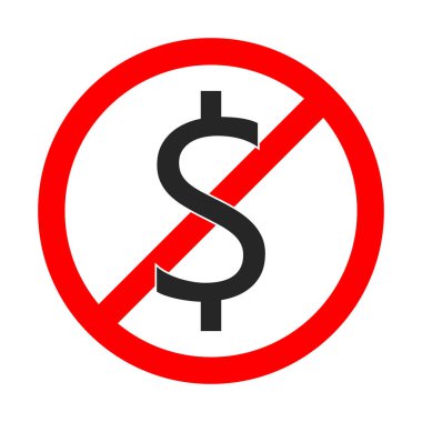 Dolar işareti yok. Dolar yasaklı vektör simgesi.