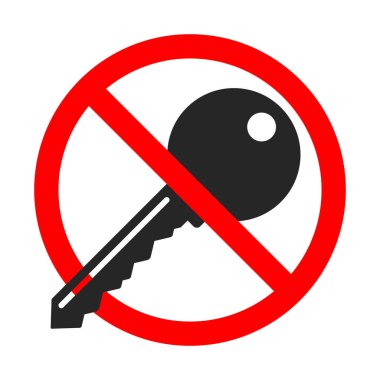 Kilit işareti yok. Anahtar yasak. Anahtar yasağı.