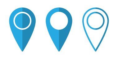 Konum simgelerinin dizisi düz biçimdedir. Vektör simgeleri.