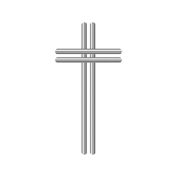 Icône métallique Christian Cross - vecteur — Image vectorielle