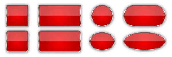 Kırmızı parlak vektör düğmeleri kümesi. — Stok Vektör
