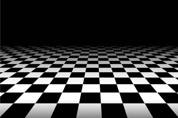 Black and white perspective checkered background - vector. — 스톡 벡터