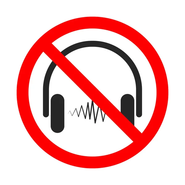 Żadnych znaków na słuchawkach. Słuchawki są zabronione.. — Wektor stockowy