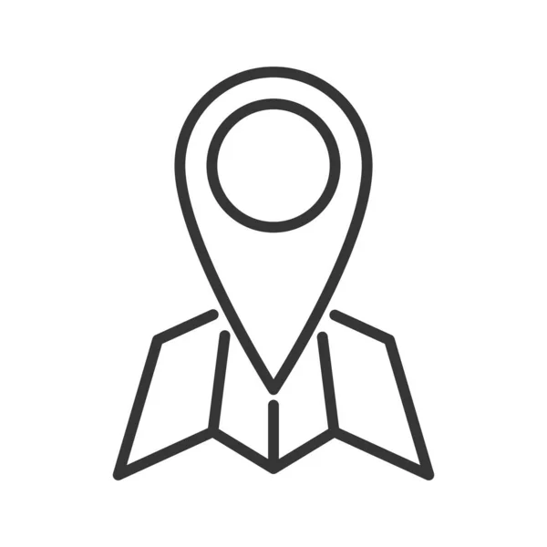 Location icon with map in thin line style. Vector. — 스톡 벡터