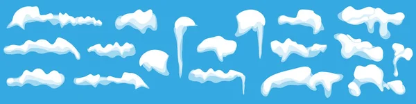 Conjunto de bonés de neve com icicles. Ilustração vetorial —  Vetores de Stock
