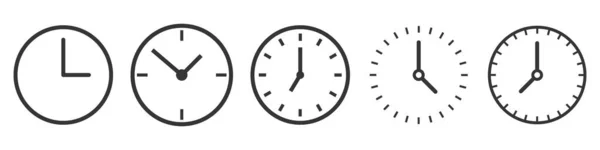 Vector iconos de tiempo y reloj en estilo de línea delgada . — Vector de stock