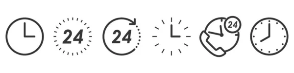 Ensemble d'icônes Time and Clock dans un style de ligne mince — Image vectorielle