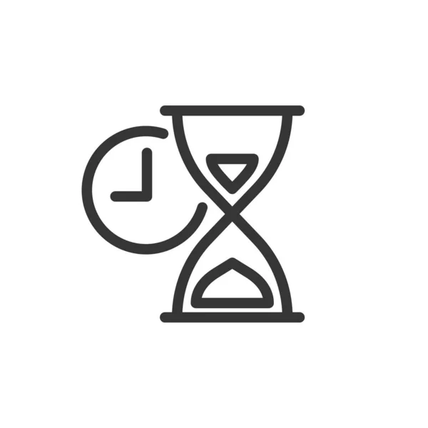 Tijd of zandloper icoon in dunne lijn stijl - vector — Stockvector