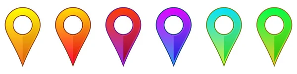 Location Pin Icons Gesetzt Bunte Navigationssymbole Kartenzeiger Symbole Isoliert Vektorillustration — Stockvektor