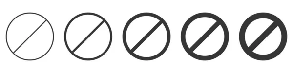 Soubor Zákazových Známek Různé Tloušťky Vektorová Ilustrace Zastavit Symbol Izolovaný — Stockový vektor