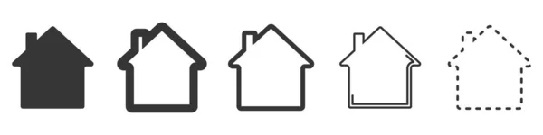 Icone Vettoriali Della Casa Set Case Simboli Sfondo Bianco Illustrazione — Vettoriale Stock
