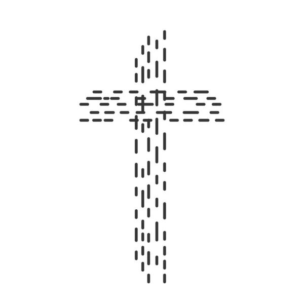 Icône Abstraite Croix Chrétienne Isolée Symbole Crucifix Croix Religion Linéaire — Image vectorielle