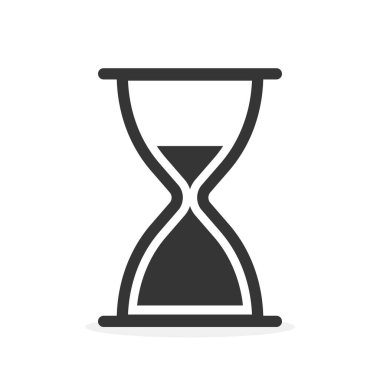 Düz bir kum saati simgesi. Kum saati simgesi izole edildi. Vektör çizimi. Zaman veya Saat simgesi.