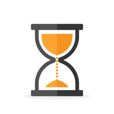 Kum saati simgesi izole edildi. Düz bir kum saati simgesi. Zaman veya Saat simgesi. Vektör illüstrasyonu.