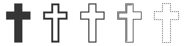 Icônes Vectorielles Christian Cross Ensemble Croix Chrétiennes Sur Fond Blanc — Image vectorielle