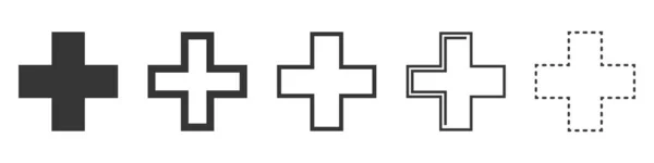 Icônes Vectorielles Croix Médicale Ensemble Croix Médicales Sur Fond Blanc — Image vectorielle