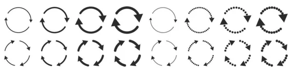 一组不同的重装箭 矢量图解 黑圆箭回收的迹象 — 图库矢量图片