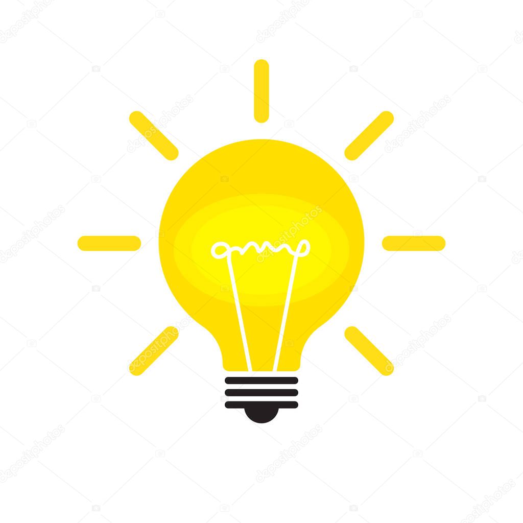 Lightbulb icon isolated. Vector bulb icon in flat design. Vector illustration