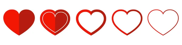 Ikoner För Hjärtvektorer Vektorillustration Begreppet Kärlek Uppsättning Röda Kärlek Symboler — Stock vektor