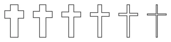 基督教十字矢量图标 一套白色背景的基督教十字架 矢量图解 各种黑人基督教十字架 — 图库矢量图片