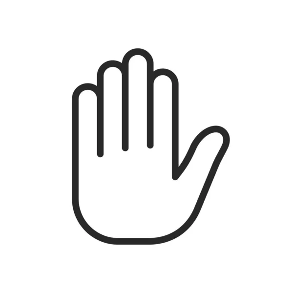 Stop Hand Symbol Isoliert Auf Weißem Hintergrund Lineare Hand Ikone — Stockvektor