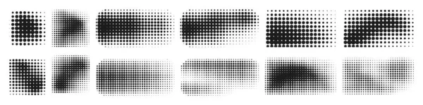 Polotónový Efekt Designových Prvků Sada Abstraktních Tečkovaných Tvarů Černý Půltón — Stockový vektor