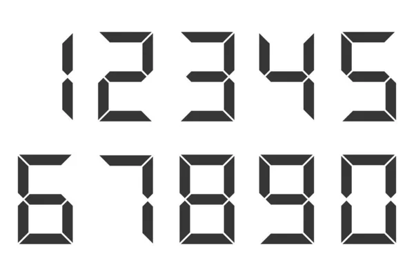 Conjunto Números Ilustración Vectorial Números Reloj Digital Negro Aislados Calculadora — Archivo Imágenes Vectoriales
