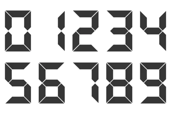 Conjunto Números Digitales Vectoriales Números Reloj Digital Negro Aislados Ilustración — Vector de stock