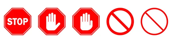 Stop Pictogrammen Ingesteld Rode Stopbord Geïsoleerd Vector Illustratie Stop Het — Stockvector