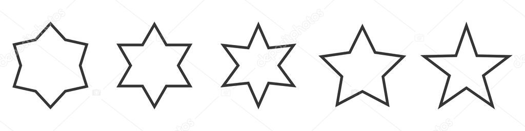 Set of Star outline icons. Vector Stars. Linear Star icons isolated.