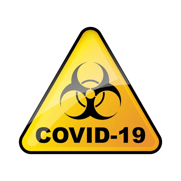 三角生物危害标志隔离 生物危害冠状病毒的标志 没有Covid 19标志 矢量说明 — 图库矢量图片