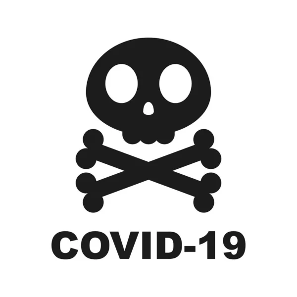 Coronavirus Danger Sign Skull Covid Sign Isolated China Epidemic Coronavirus — Stock Vector