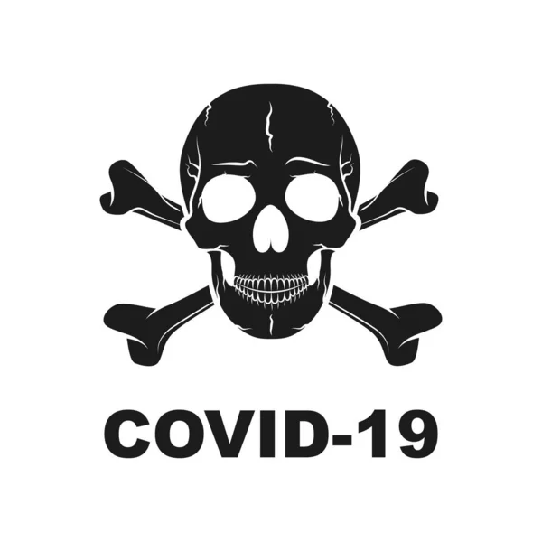 Signo Covid Aislado Señal Peligro Coronavirus Con Cráneo Concepto Coronavirus — Archivo Imágenes Vectoriales
