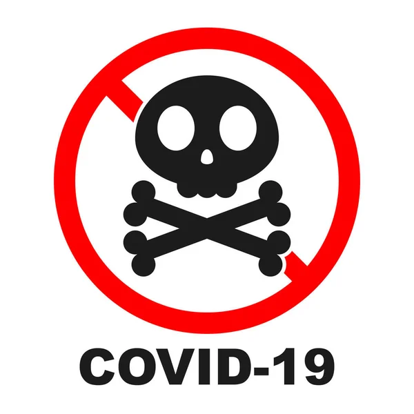 Stop Coronavirus Red Sign Skull Covid Warning Symbol Isolated Vector — Stock Vector