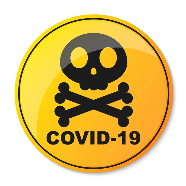 Covid 19警告标志 有颅骨的结肠病毒危险信号 流行的头孢病毒概念 矢量说明 — 图库矢量图片