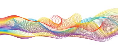 Soyut doğrusal renkli arkaplan. Vektör çizimi. İnce dalgalı arka plan. Geleceksel desen