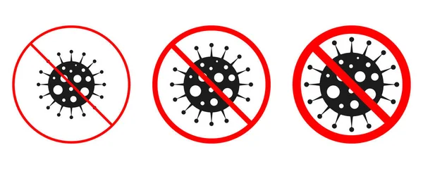 Coronavirus Στοπ Σύνολο Κόκκινων Εικόνων Κινδύνου Εικονογράφηση Διανύσματος Απομονωμένο Σημείο — Διανυσματικό Αρχείο